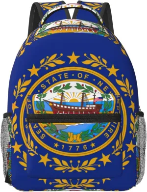 New Hampshire state flag Print Comfortable Laptop Backpackâ€“Personal Item Travel Bag,Travel Backpack Carry On Flight Approved