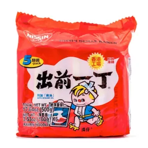 Nissin Demae Itcho Chu Qian Yi Ding Sesame Oil Flavour Instant Noodles 100g, Pack of 5 Bags