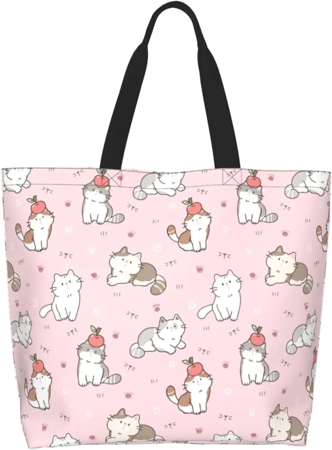 Novelty Dog Pug Large Tote Bag Casual Shoulder Bags Reusable Grocery Handbag For Women Travel Shopping