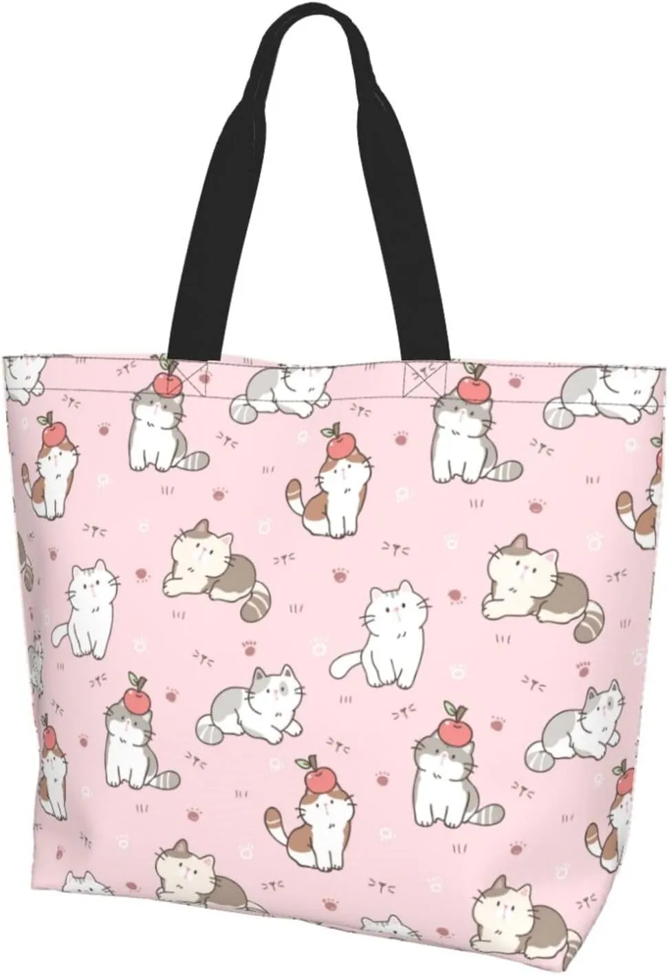Novelty Dog Pug Large Tote Bag Casual Shoulder Bags Reusable Grocery Handbag For Women Travel Shopping