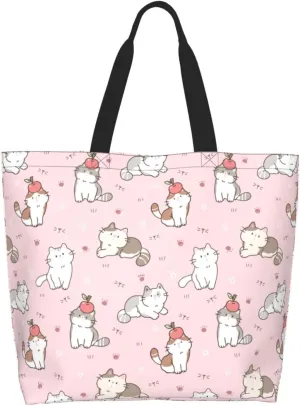 Novelty Dog Pug Large Tote Bag Casual Shoulder Bags Reusable Grocery Handbag For Women Travel Shopping
