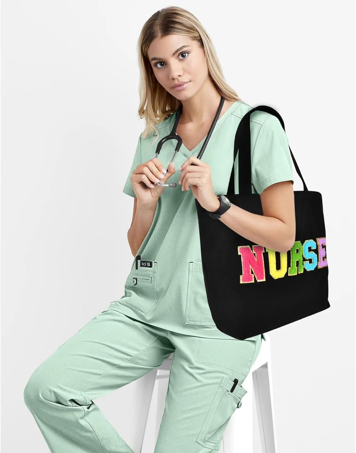 Nurse Bags for Work Nursing Tote Bag Pockets Nurse Accessories Organizing Zip Top Clinical Bag for Nursing Students Women Adults