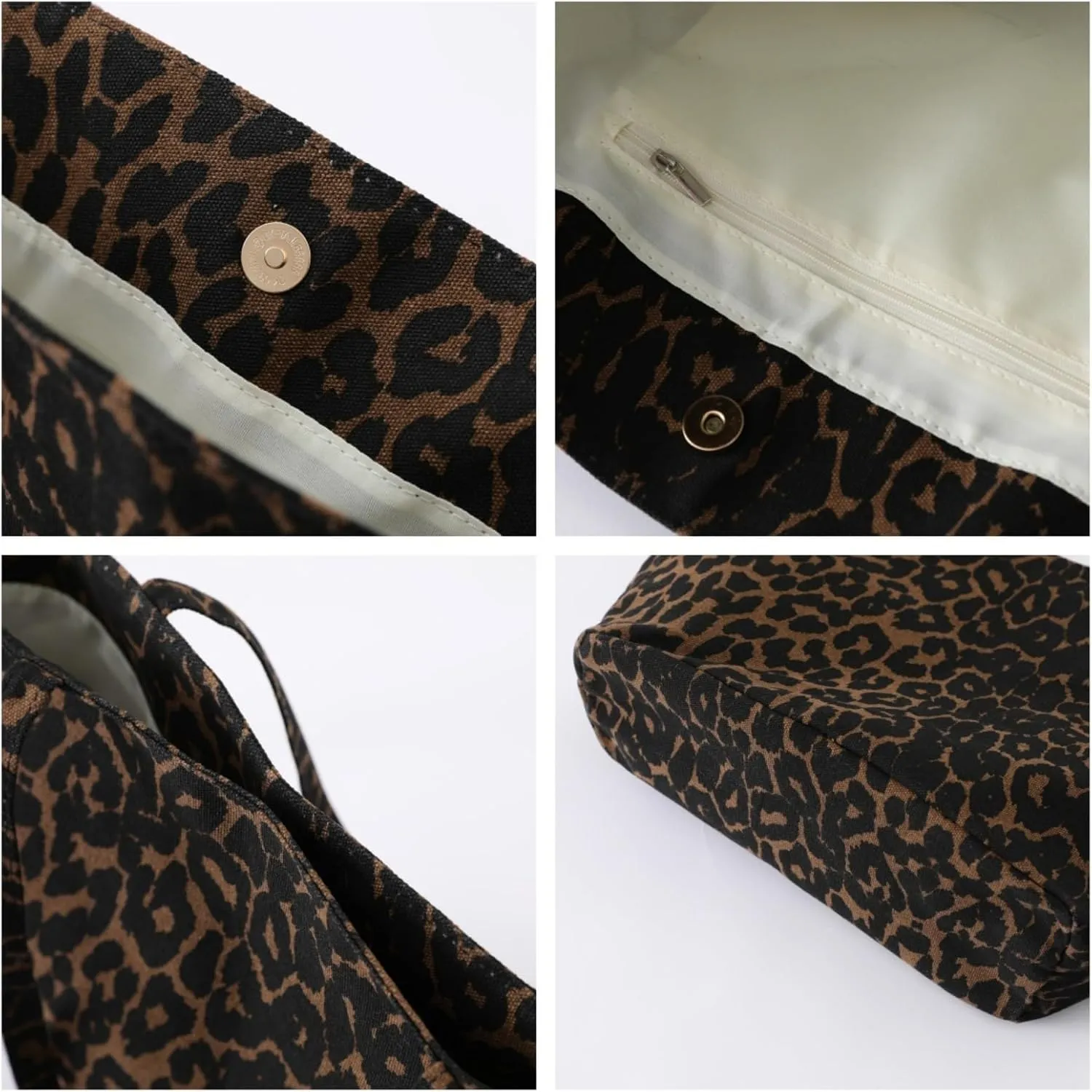 OCUH Oversized Leopard Prints Shoulder Bags for Women Deformable Canvas Large Capacity Shopping Totes (leopard,34 * 60 * 19 cm)