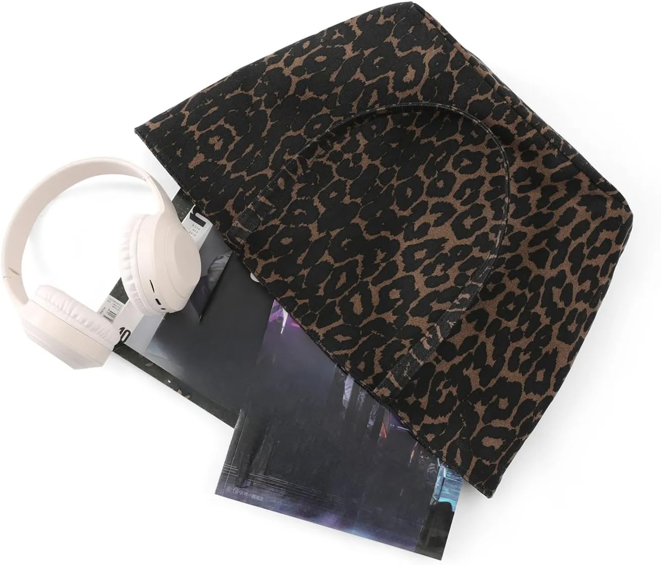 OCUH Oversized Leopard Prints Shoulder Bags for Women Deformable Canvas Large Capacity Shopping Totes (leopard,34 * 60 * 19 cm)