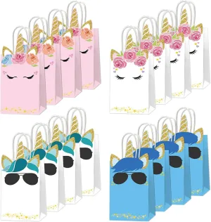 ojustbeok 24PCS Unicorn Party Favor Bags Rainbow Unicorn Birthday Party Disposable Treat Bags with Handles Gift Bag for Girls and Boys Birthday Baby Shower Decorations Supplies