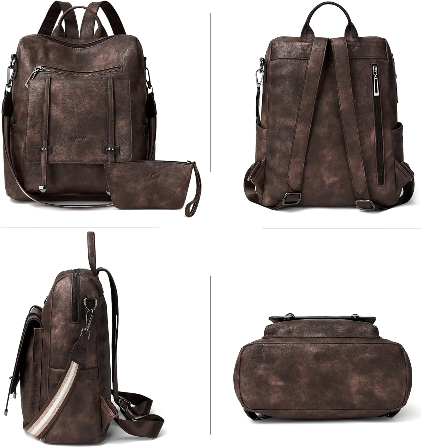 OPAGE Backpack Purse for Women Leather Backpack Purse Travel Backpack Fashion Designer Ladies Shoulder Bags With Wristlets, 14-in Height