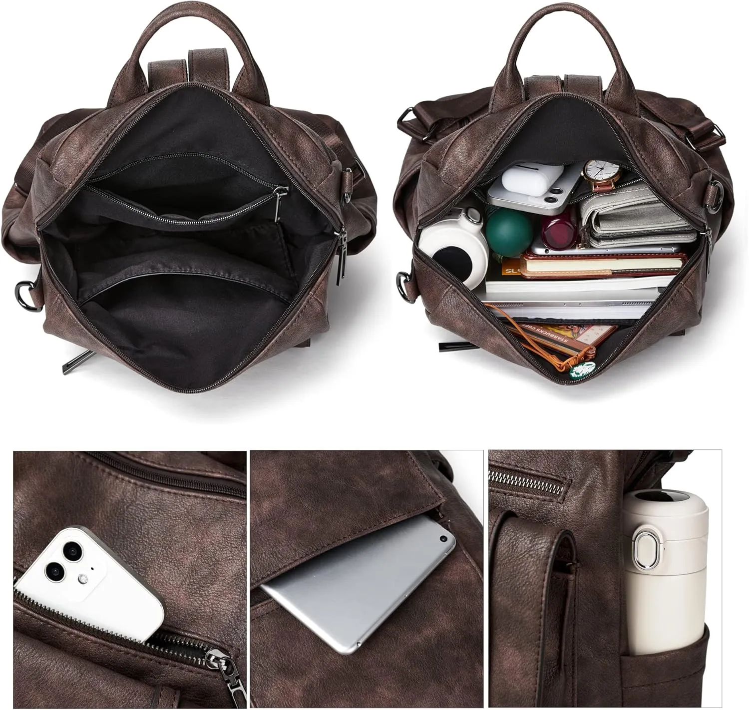 OPAGE Backpack Purse for Women Leather Backpack Purse Travel Backpack Fashion Designer Ladies Shoulder Bags With Wristlets, 14-in Height