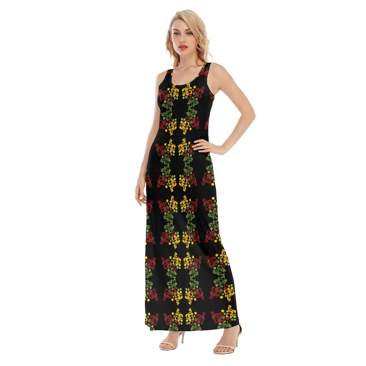 Origen Destination Women's Black Patterned Vest Dress