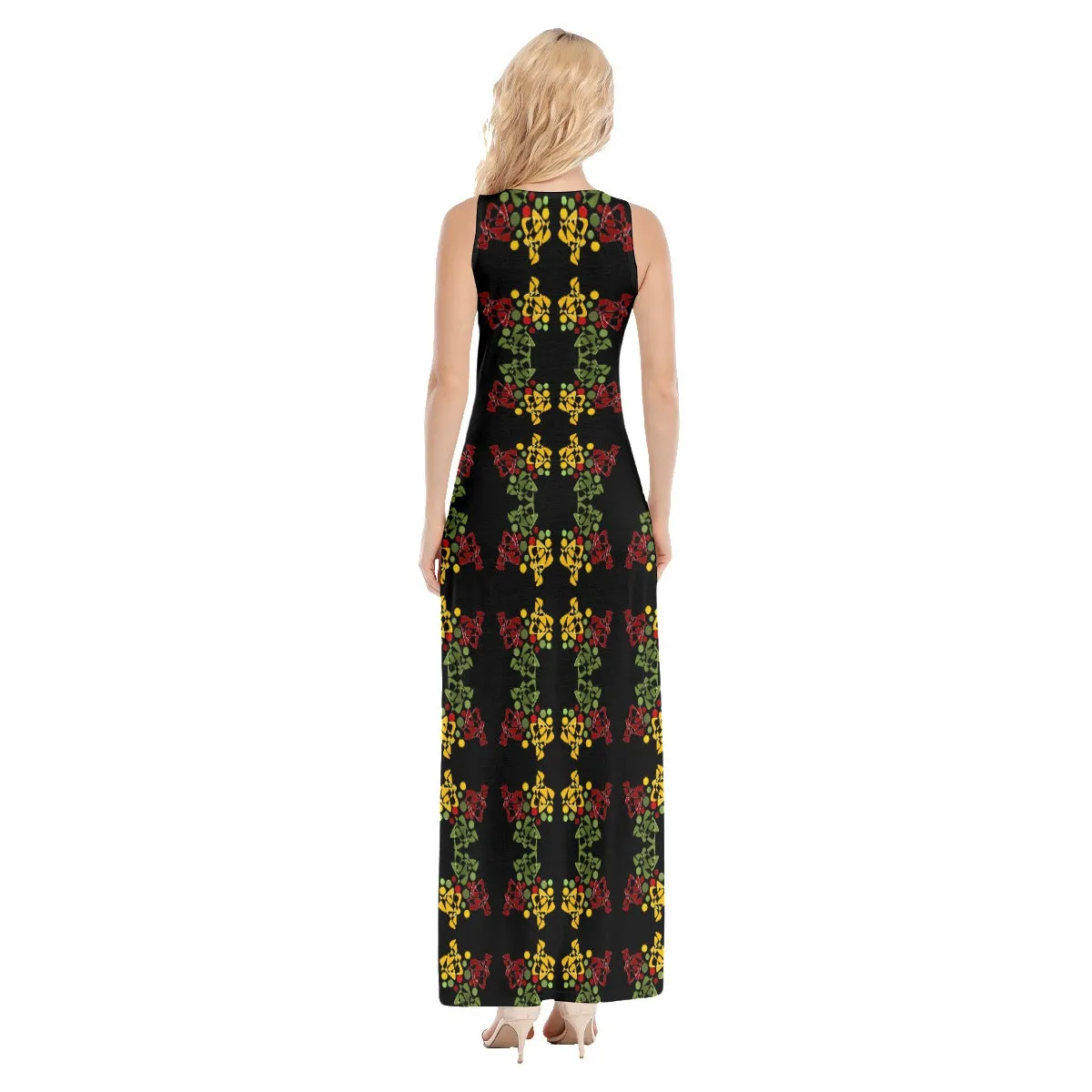Origen Destination Women's Black Patterned Vest Dress