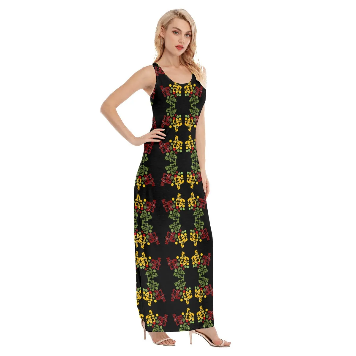 Origen Destination Women's Black Patterned Vest Dress