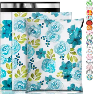 Oududianzi Poly Mailers 10x13, 100PCS Shipping Bags, Mailers Poly Bags, Shipping Envelopes, Mailing Bags, Polymailer Packaging Bags for Small Business - Blue Rose