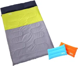 Outdoor Camping Double Sleeping Bag 2 Person Sleeping Bag with 2 Pillows for Backpacking Camping Hiking