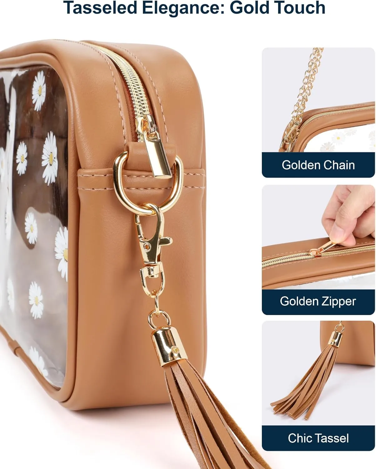 PACKISM Clear Bag for Stadium Events - Clear Purses for Women Stadium Crossbody Concert Bag for Game Day， Sports, Festival