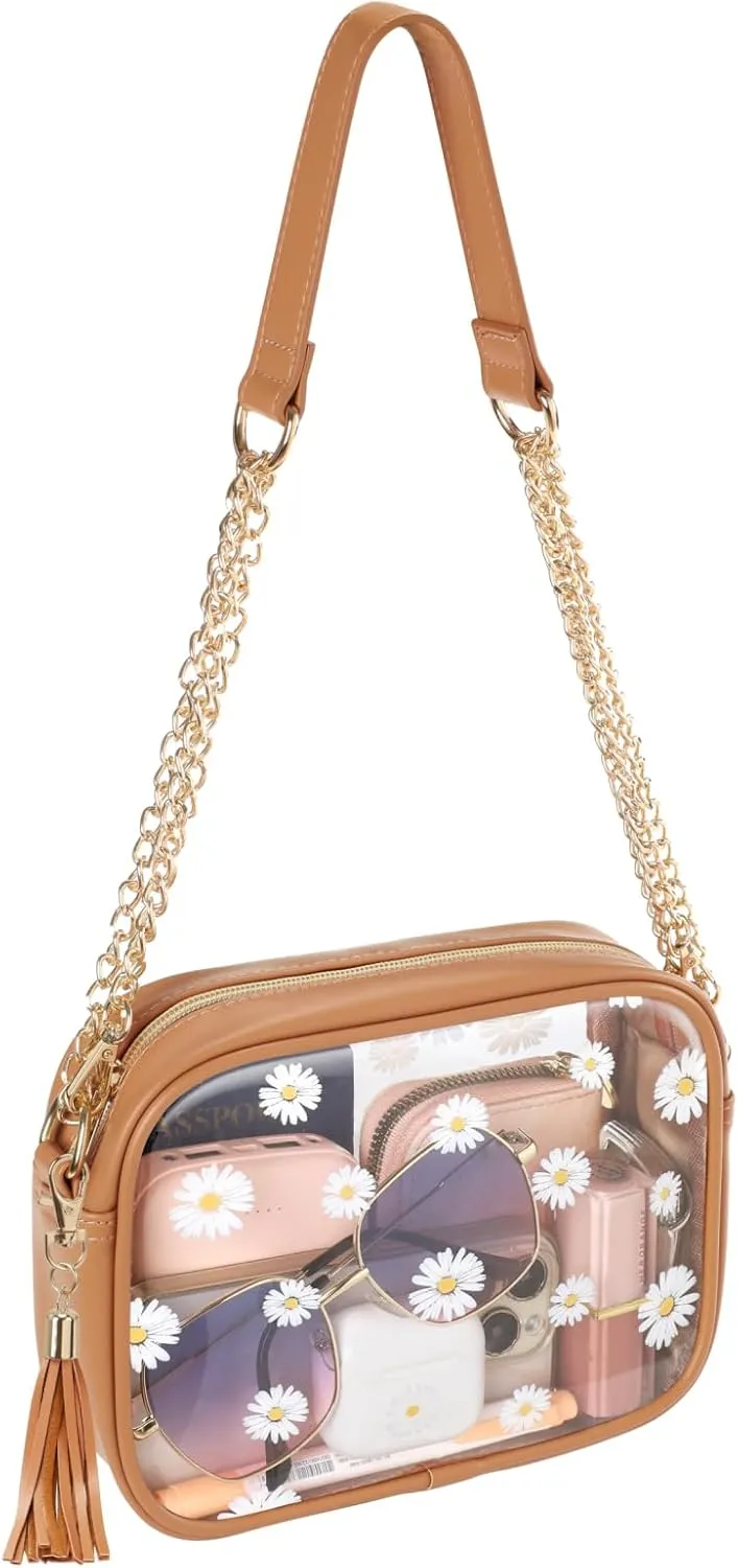 PACKISM Clear Bag for Stadium Events - Clear Purses for Women Stadium Crossbody Concert Bag for Game Day， Sports, Festival
