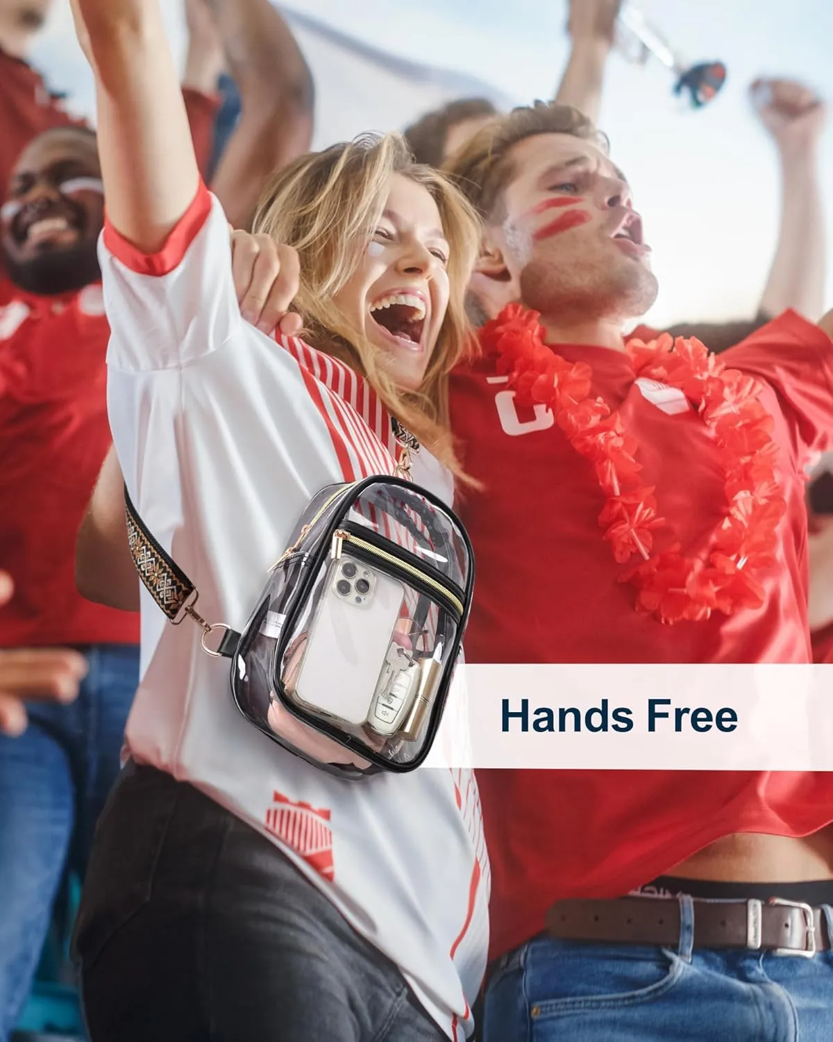 PACKISM Clear Bag for Stadium Events - Clear Sling Bag for Sport Concert, Clear Crossbody Bags for Women with Comfortable Strap