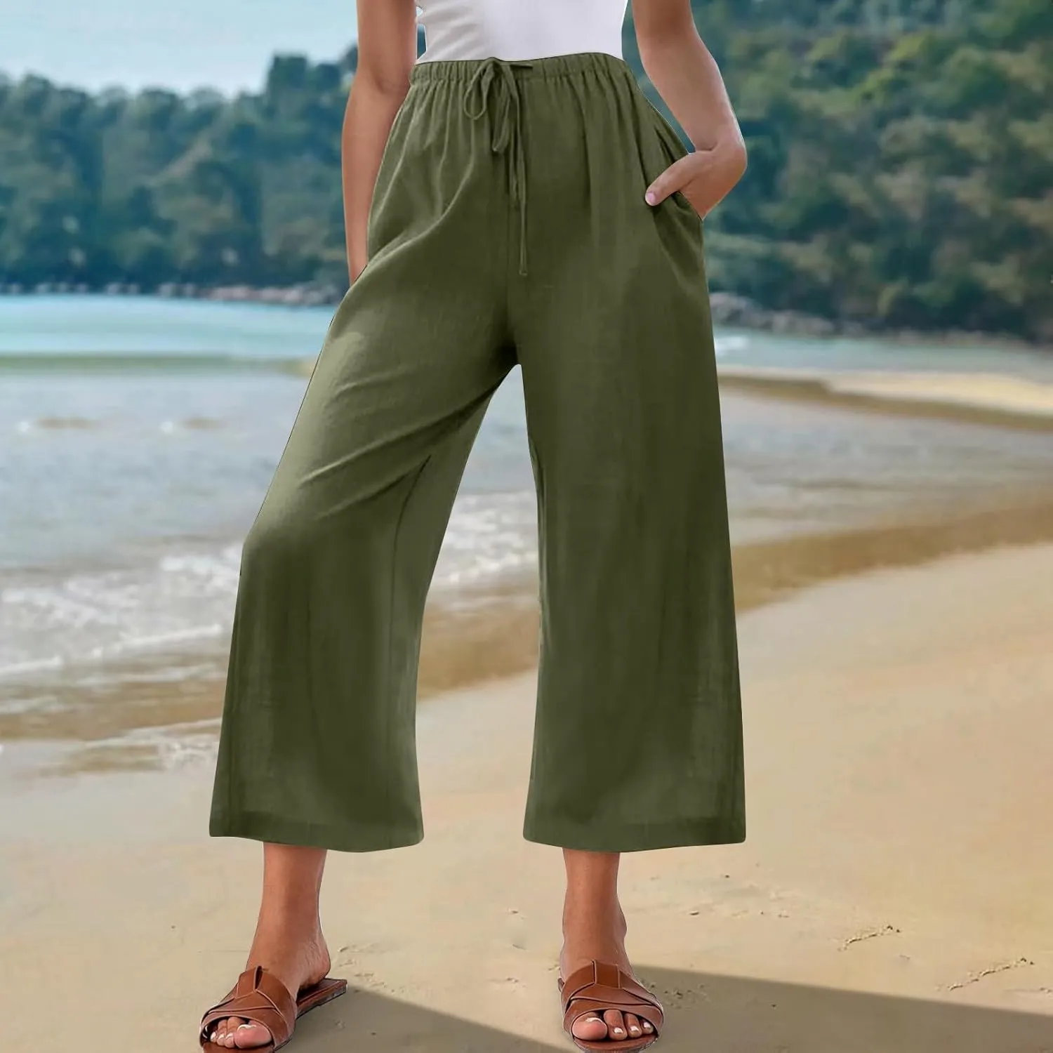 Palazzo Pants for Women Casual Comfortable Fit High Waist Casual Daily Outing Pants Petite Tea Party Classic Trousers