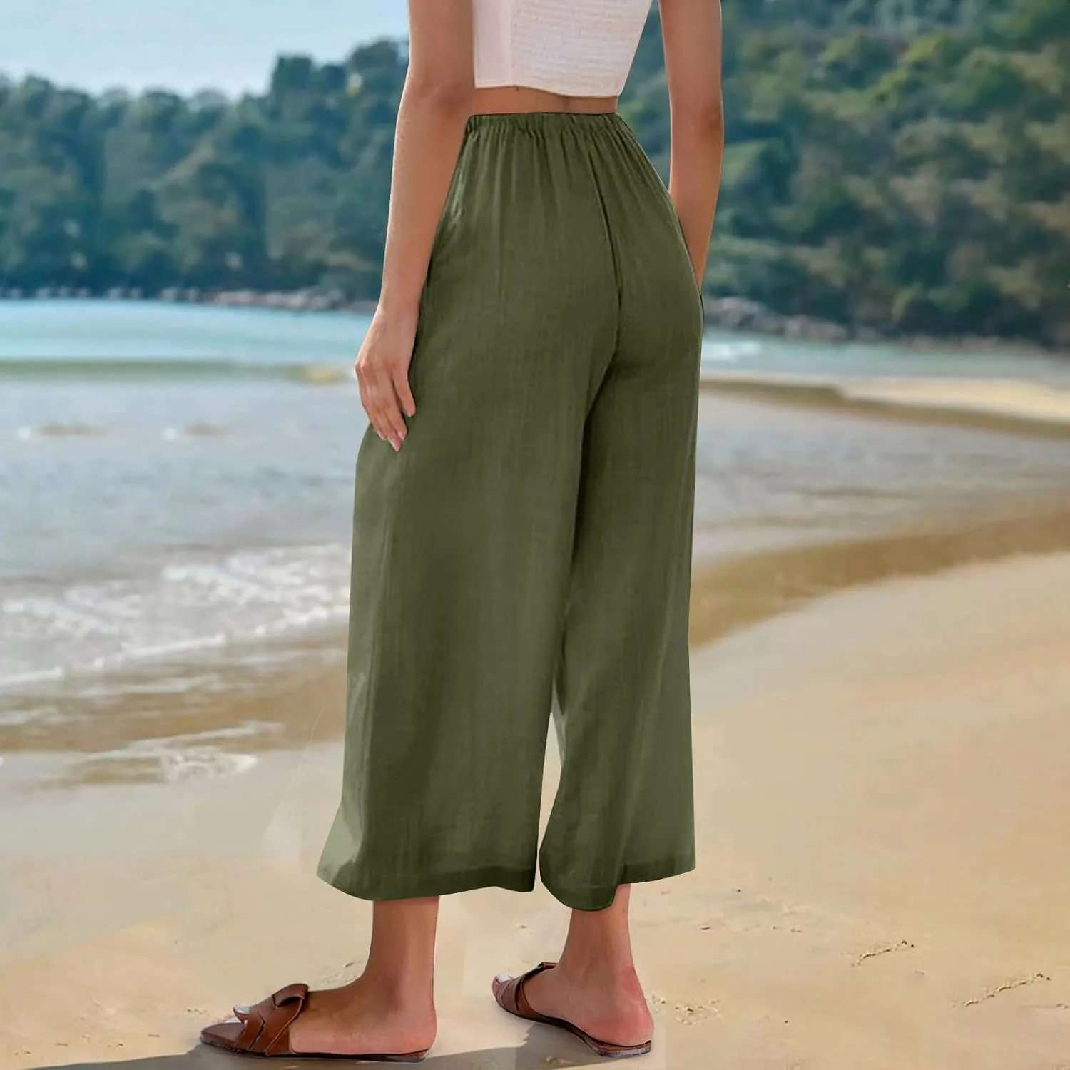 Palazzo Pants for Women Casual Comfortable Fit High Waist Casual Daily Outing Pants Petite Tea Party Classic Trousers