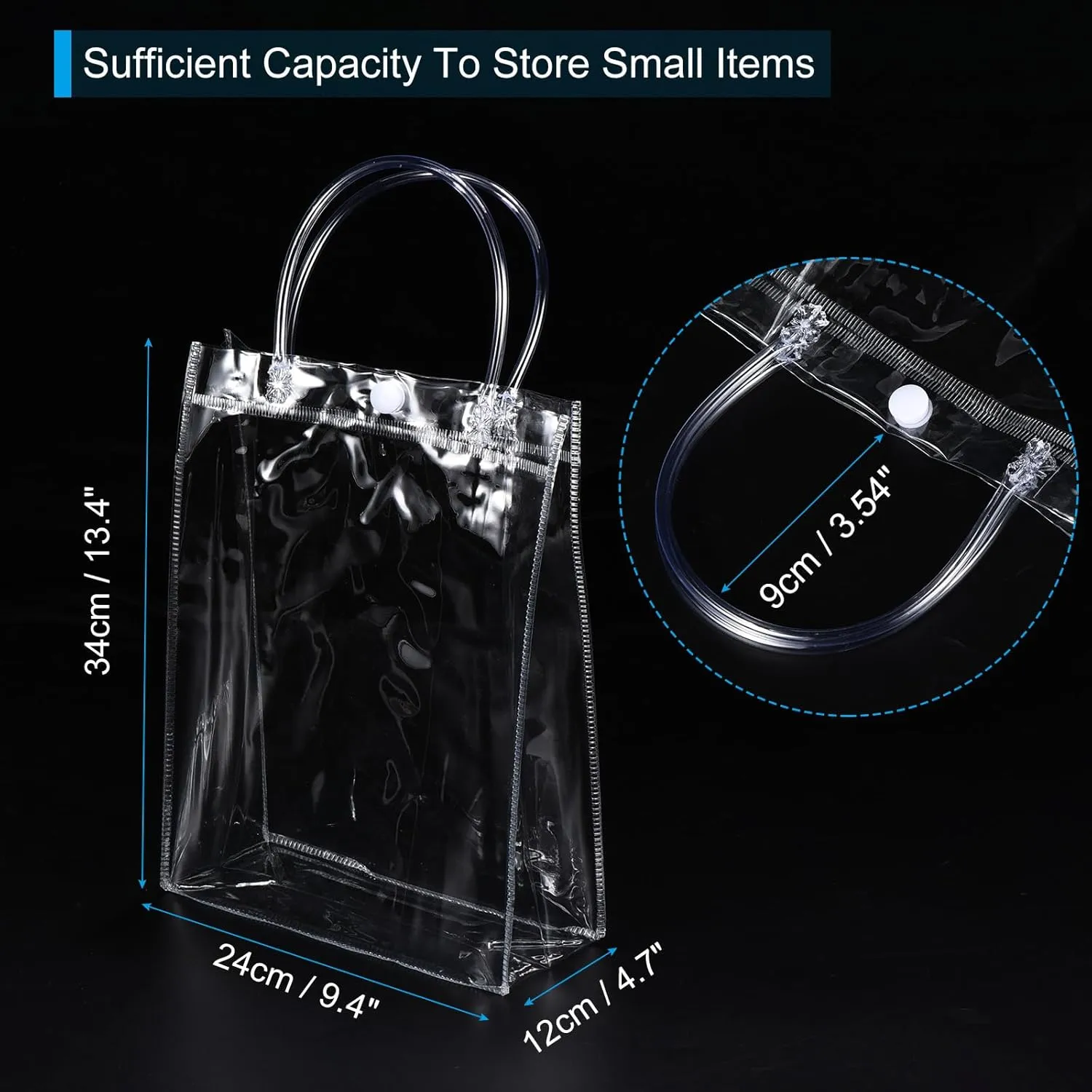 PATIKIL 10 Pack Clear PVC Gift Bags, 13.4" x 9.4" x 4.7" Reusable Mini Transparent Plastic Gift Wrap Tote Bag with Handles for Shopping Party Wedding