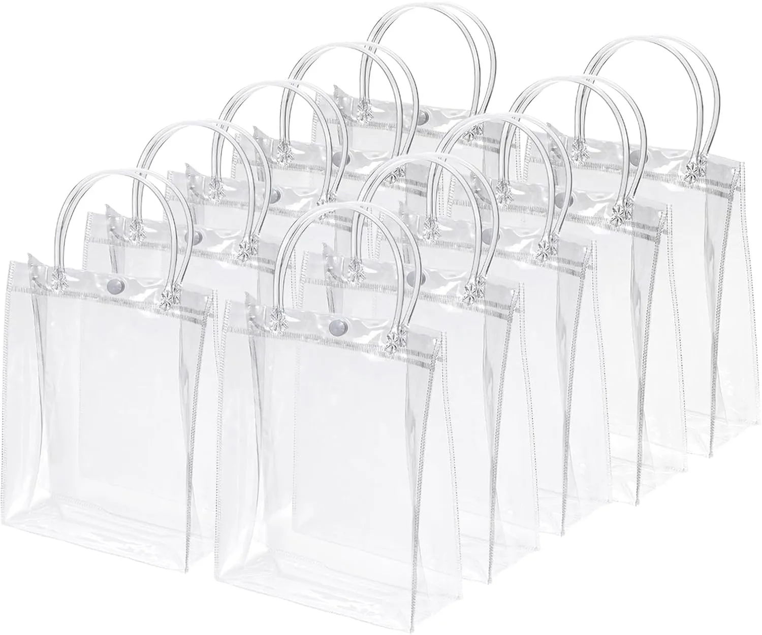 PATIKIL 10 Pack Clear PVC Gift Bags, 13.4" x 9.4" x 4.7" Reusable Mini Transparent Plastic Gift Wrap Tote Bag with Handles for Shopping Party Wedding