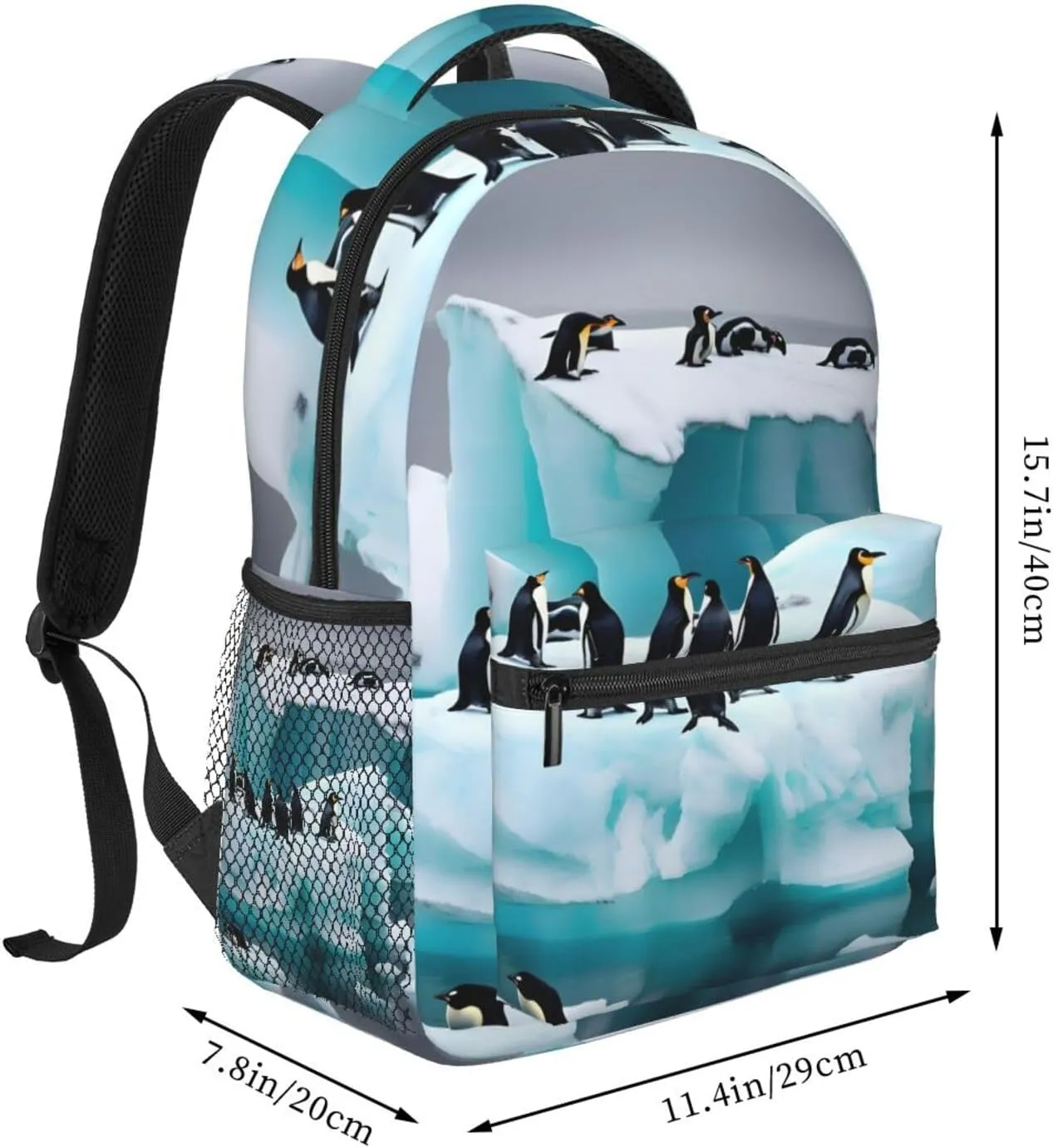 Penguins On The Iceberg Print Laptop Backpack Stylish Bookbag College Daypack Travel Business Work Bag For Men Women
