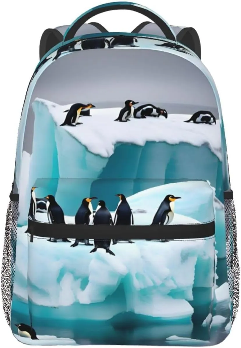 Penguins On The Iceberg Print Laptop Backpack Stylish Bookbag College Daypack Travel Business Work Bag For Men Women