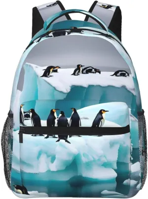Penguins On The Iceberg Print Laptop Backpack Stylish Bookbag College Daypack Travel Business Work Bag For Men Women
