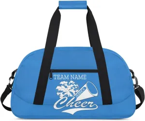 Personalised Name Cheer Cheerleader Bags, Custom Dancing Sports Duffle Bag Gym Cheerleading Bags Travel Duffel Perform Training Bag, Overnight Weekender Bags, Blue