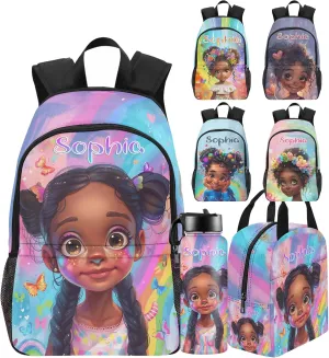Personalized Backpack and Lunch Box Set for Girls - Customized Kids Backpack with Name
