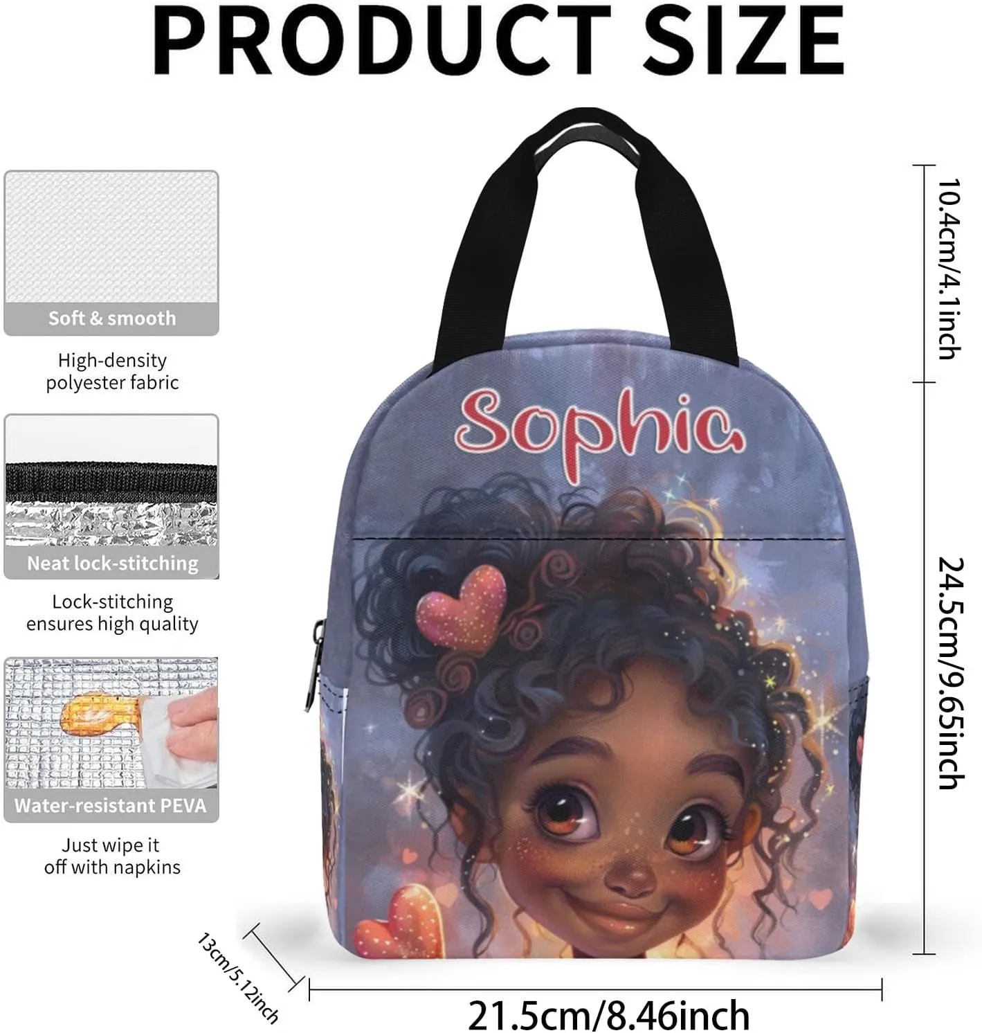 Personalized Backpack and Lunch Box Set for Girls - Customized Kids Backpack with Name