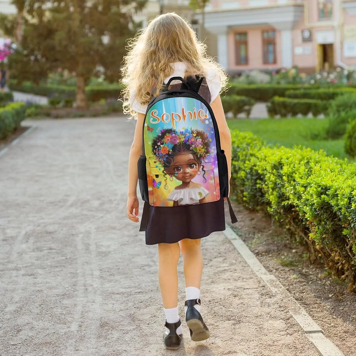 Personalized Backpack and Lunch Box Set for Girls - Customized Kids Backpack with Name