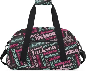 Personalized Name Gym Duffel Bags for Girls Kids Boys with Custom Sport Dance Perform Training Bags for Overnight Weekender Travel,Black