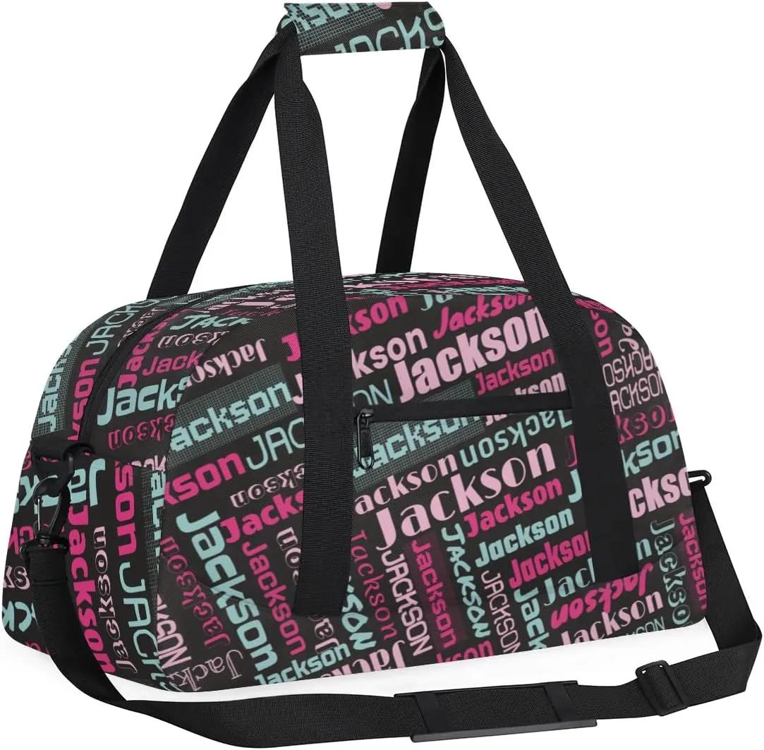 Personalized Name Gym Duffel Bags for Girls Kids Boys with Custom Sport Dance Perform Training Bags for Overnight Weekender Travel,Black