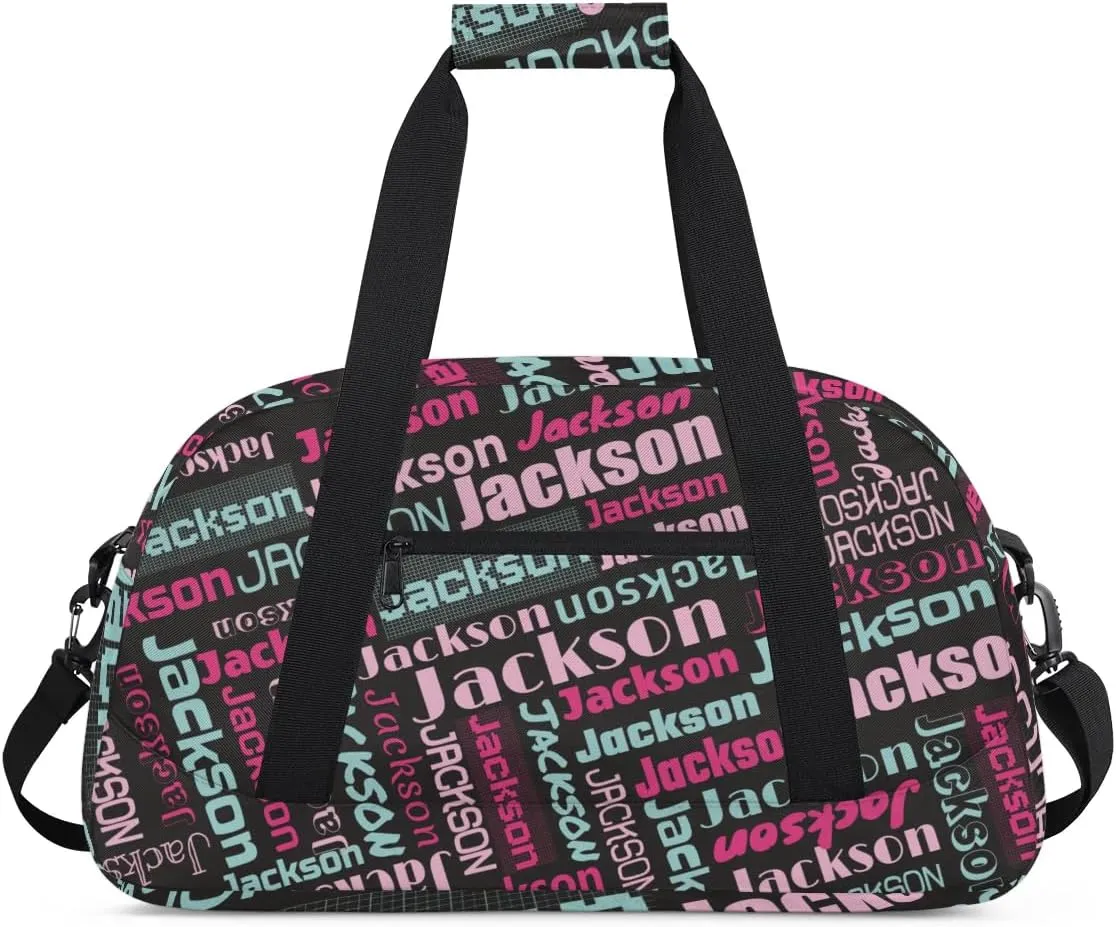 Personalized Name Gym Duffel Bags for Girls Kids Boys with Custom Sport Dance Perform Training Bags for Overnight Weekender Travel,Black