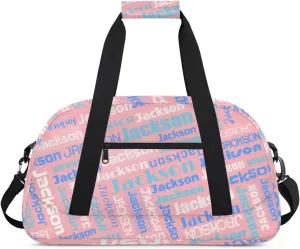 Personalized Name Gym Duffel Bags for Girls Kids Boys with Custom Sport Dance Perform Training Bags for Overnight Weekender Travel,Pink