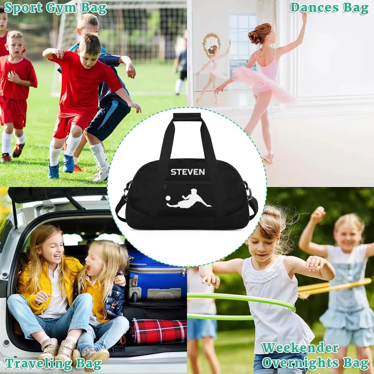 Personalized Soccer Gym Duffel Bags for Boys Kids Child Custom Name Sport Travel Bags Lightweight Weekenders Carry-On Overnight 2
