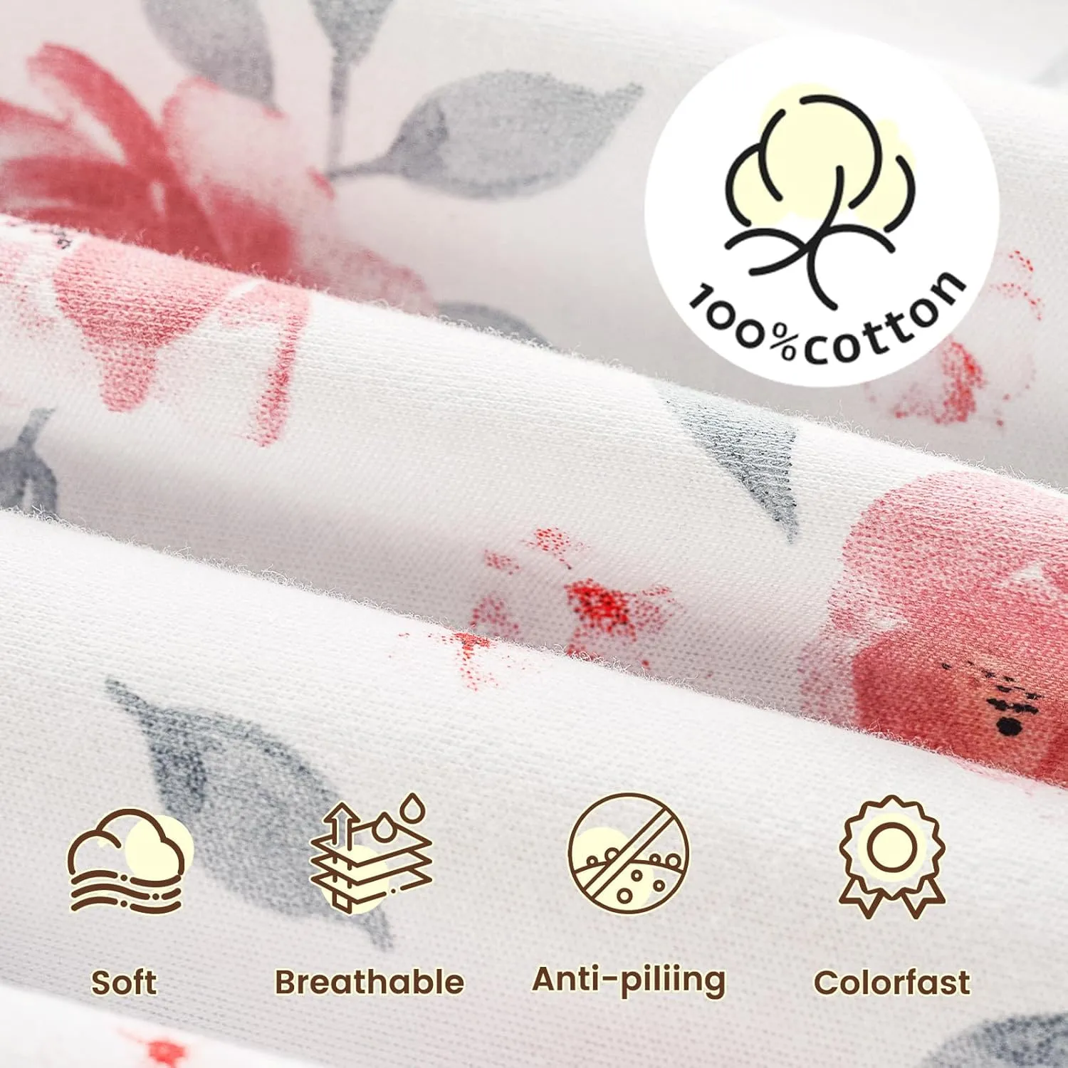 PHF 100% Cotton Baby Sleep Sack, 12-18 Months Wearable Baby Blanket, 2-Way Zipper Toddler Sleeping Sack for Baby Girls, 2 Pack Comfy Large Size Sleeveless Sleeping Bags, Pink Floral