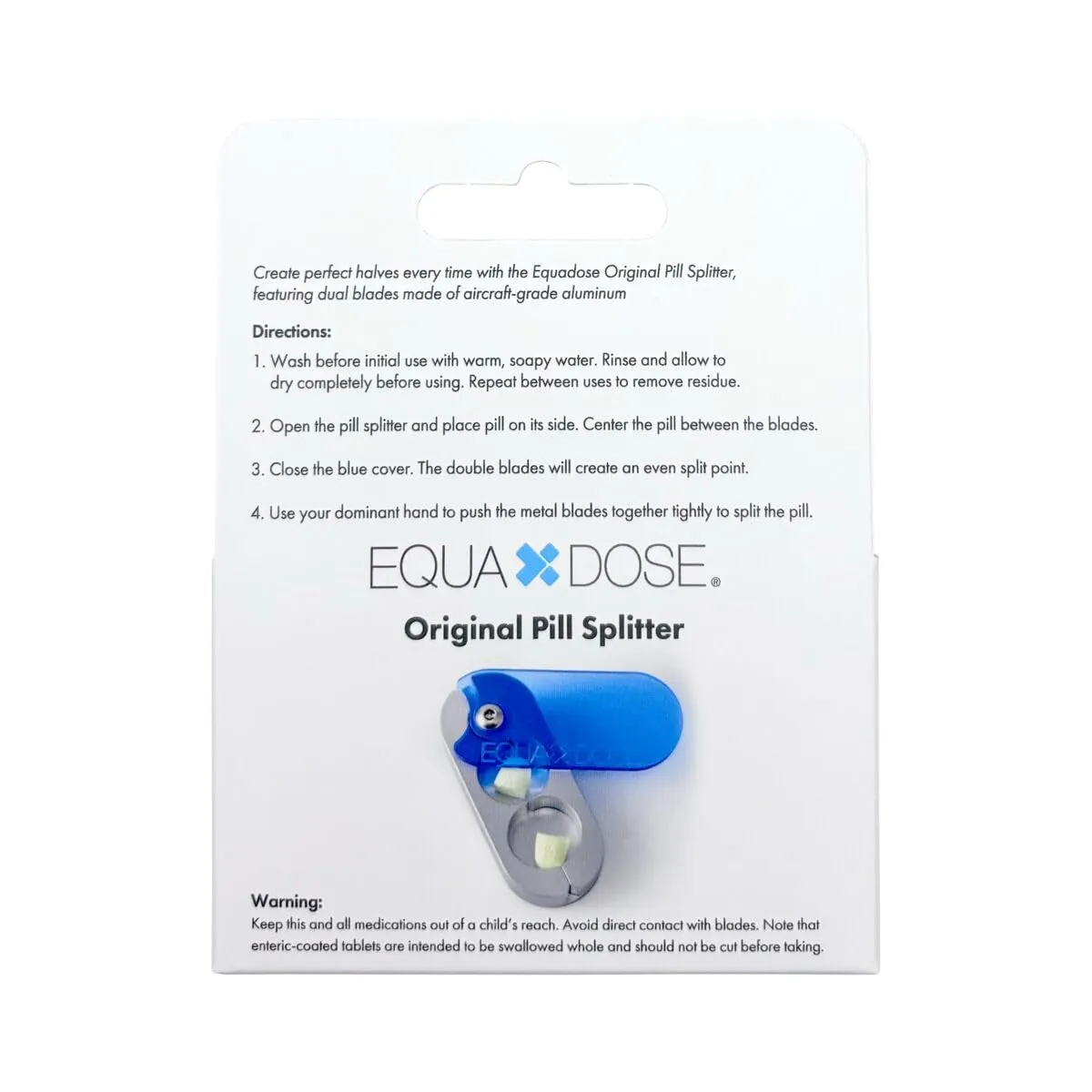 Pill Splitter with Precision Aluminum Blades, Safely and Cleanly Cuts Small and Large Tablets, Vitamins, and Pills, Easy Tablet Divider for Accurate Medication Dosing