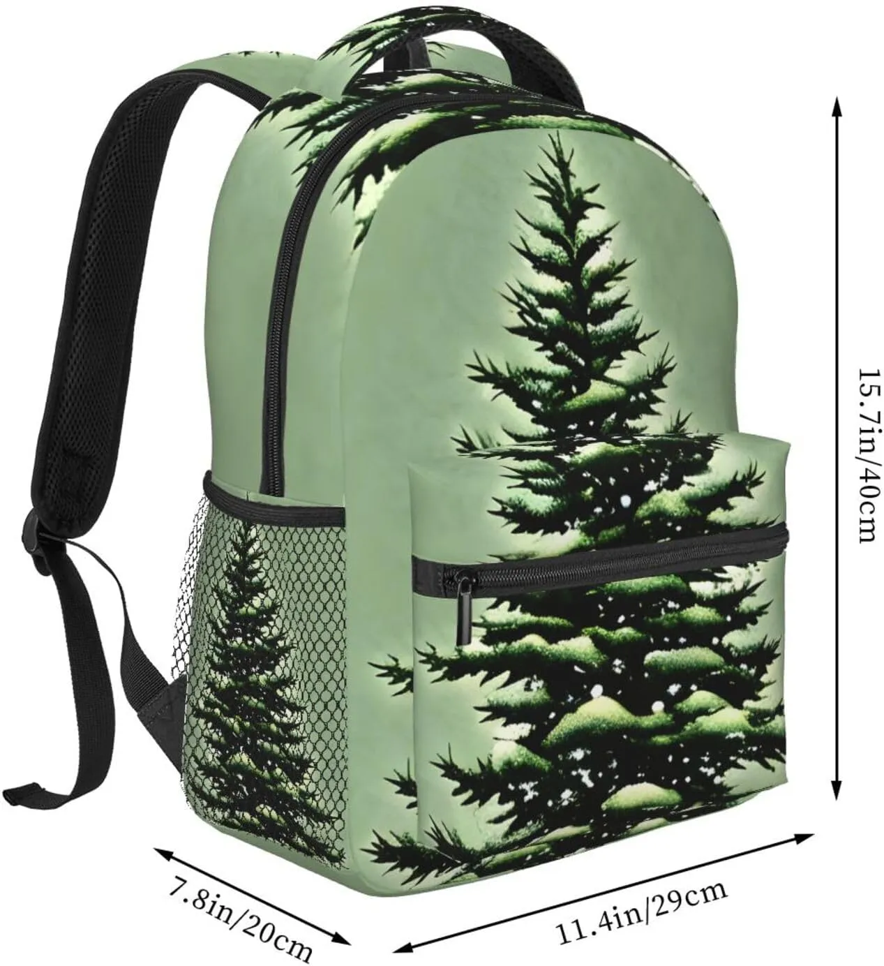 Pine Needle Tree Winter Landscape Print Laptop Backpack Stylish Bookbag College Daypack Travel Business Work Bag For Men Women
