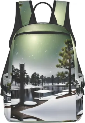 pine needle tree Winter print Lightweight Laptop Backpack Travel Daypack Bookbag for Women Men for Travel Work