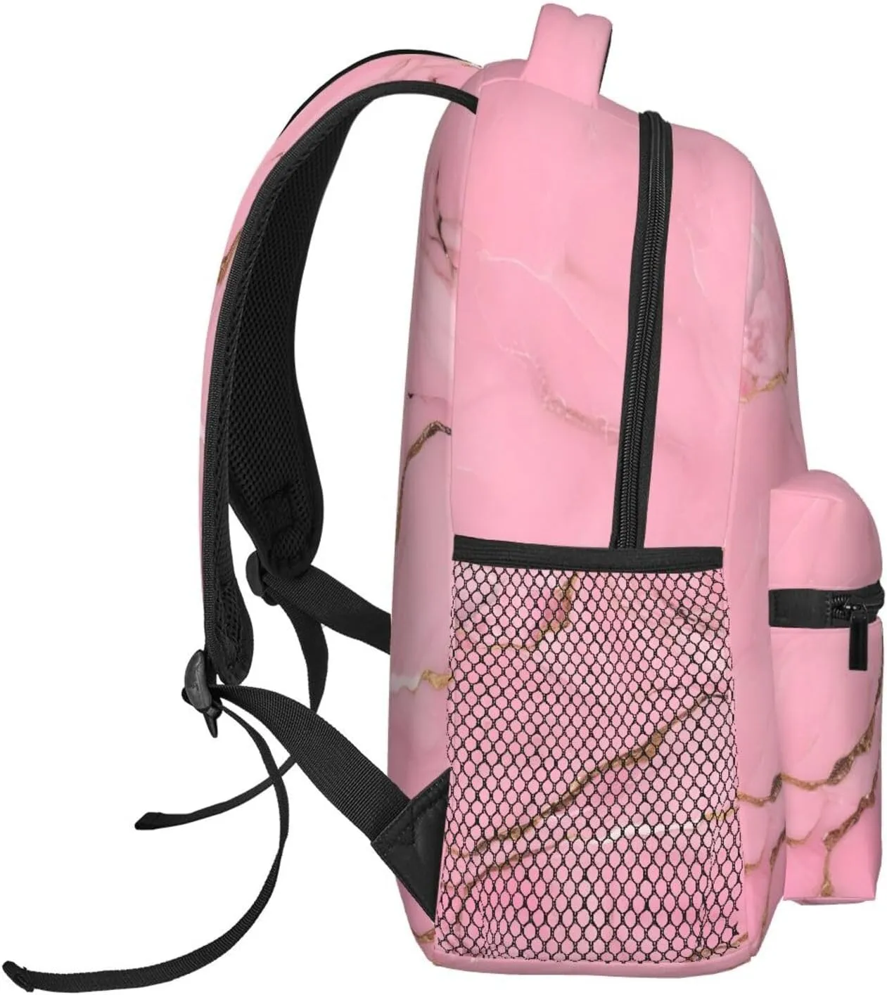 Pinks Marble Texture Print Laptop Backpack Stylish Bookbag College Daypack Travel Business Work Bag For Men Women