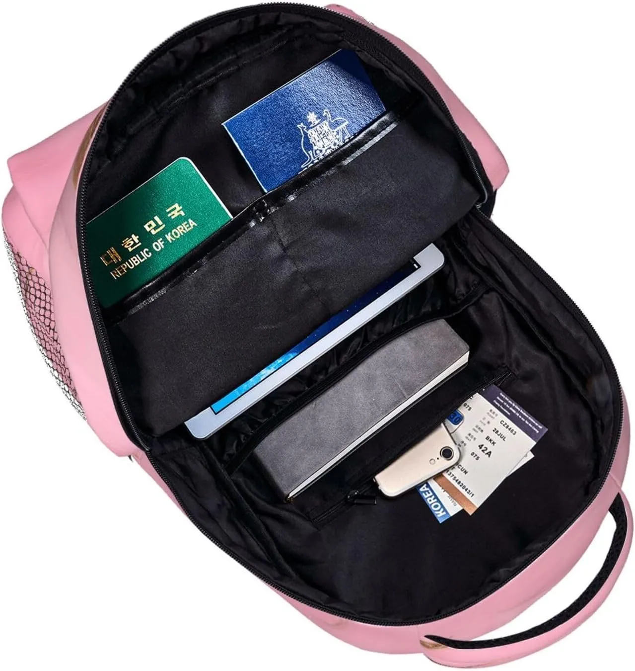 Pinks Marble Texture Print Laptop Backpack Stylish Bookbag College Daypack Travel Business Work Bag For Men Women