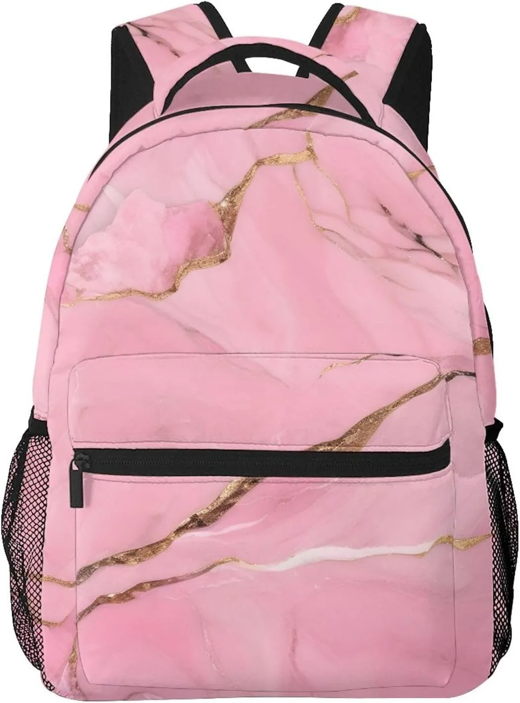 Pinks Marble Texture Print Laptop Backpack Stylish Bookbag College Daypack Travel Business Work Bag For Men Women