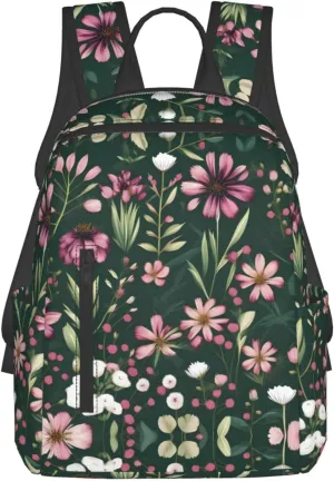 Plant Floral Flowers print Lightweight Laptop Backpack Travel Daypack Bookbag for Women Men for Travel Work