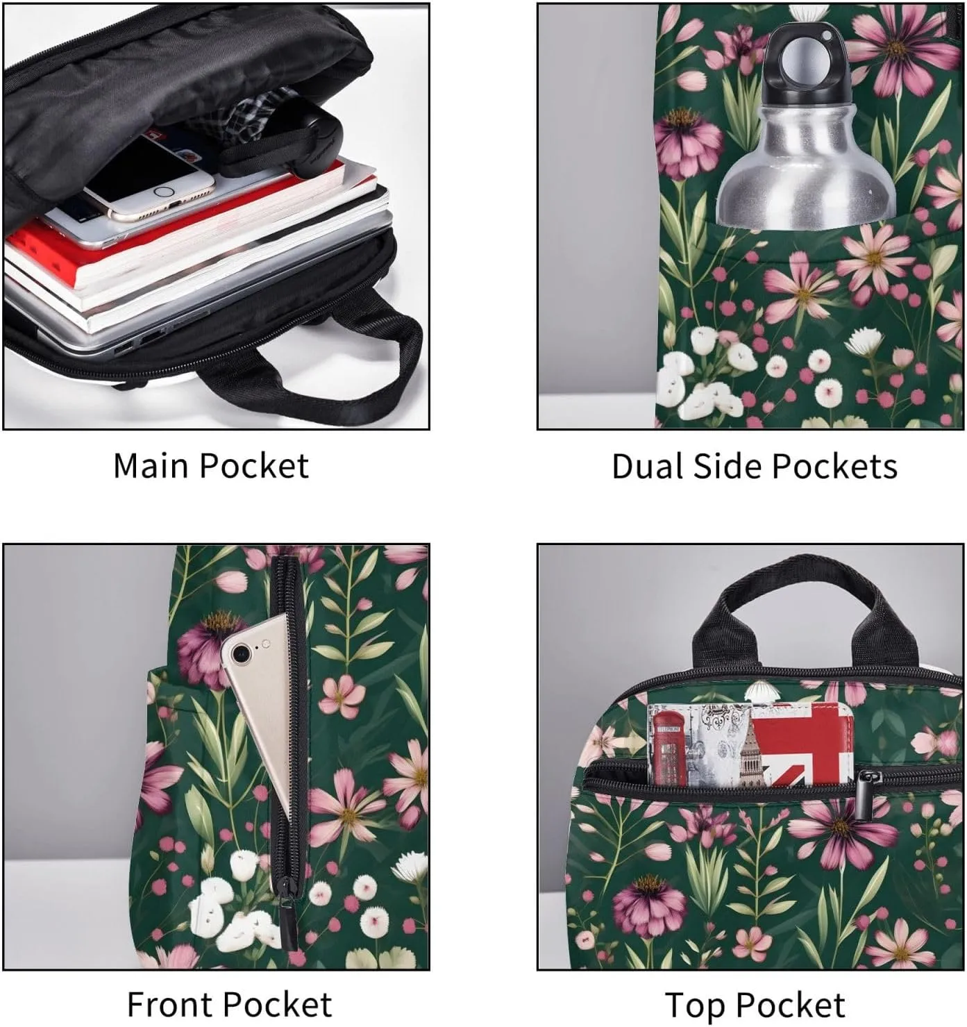 Plant Floral Flowers print Lightweight Laptop Backpack Travel Daypack Bookbag for Women Men for Travel Work