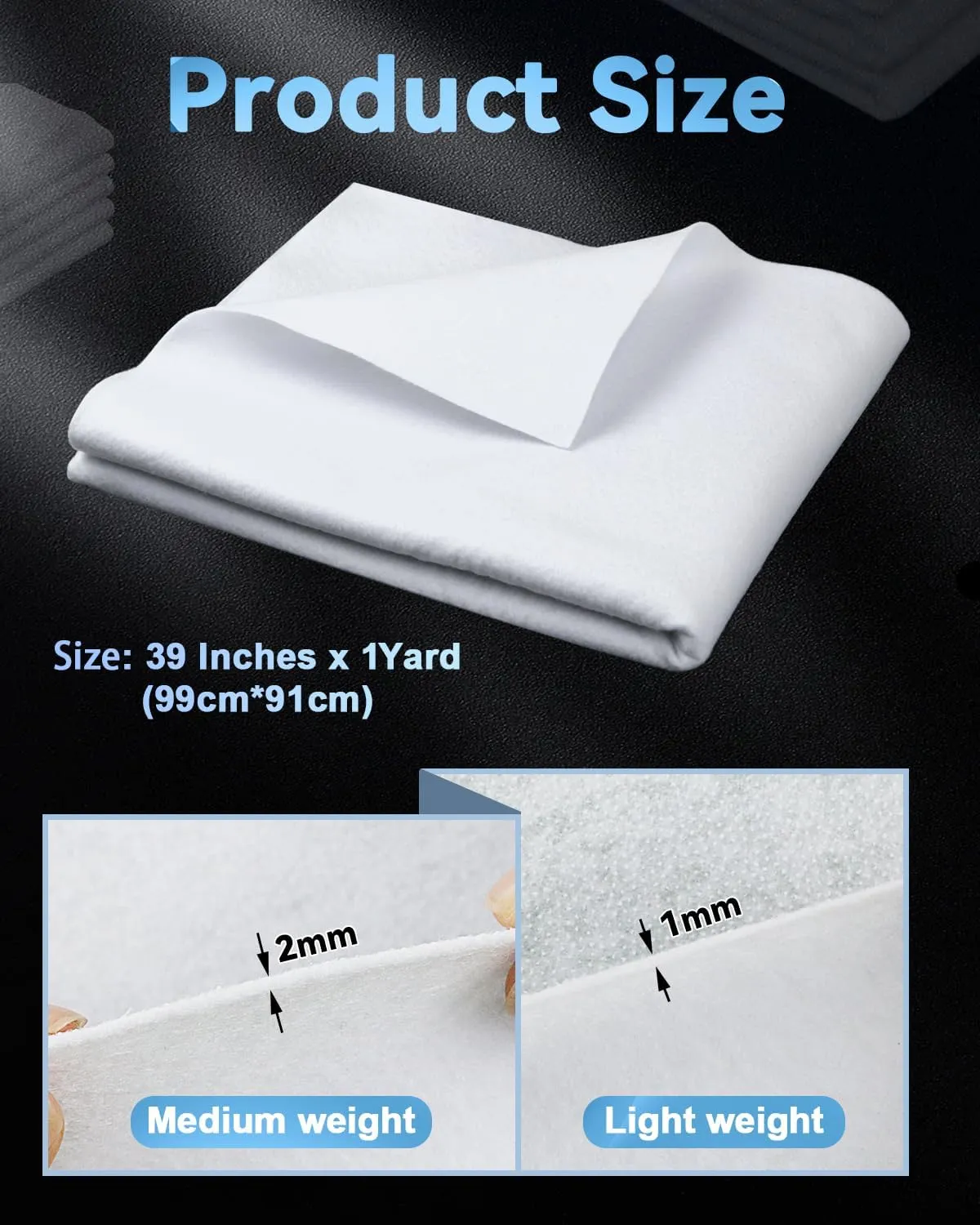 PLANTIONAL Iron-On Fusible Fleece Interfacing: Medium Weight One-Sided Loft Iron On Fusible Fleece White for Quilting Tote Bags and Home Decor