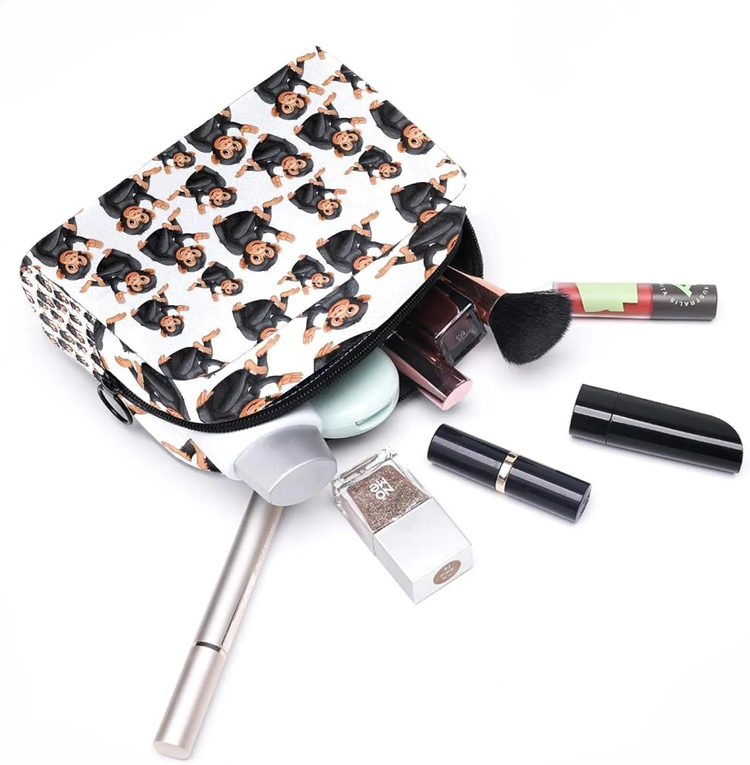 Playful Ape Small Makeup Bag for Purse, Portable Cosmetic Bag Zipper Makeup Pouch for Women, Stationery, Toiletries, Travel Accessories