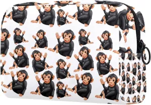 Playful Ape Small Makeup Bag for Purse, Portable Cosmetic Bag Zipper Makeup Pouch for Women, Stationery, Toiletries, Travel Accessories