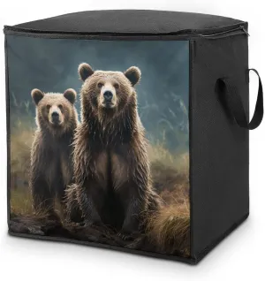 Polyester Quilt Storage Bags,Encounter Animal Bear Print Extra-large Clothing Storage Bags,quilt Storage Dust Bags