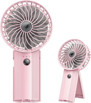 Portable Personal Handheld Rechargeable Fan: Mini Hand Held Fan 4 Speeds Cool Air Wind 6-15Hrs Work Adjustable Operated USB Recharge Battery Quiet Pocket Fan for Kid Women Men Office Outdoor Travel