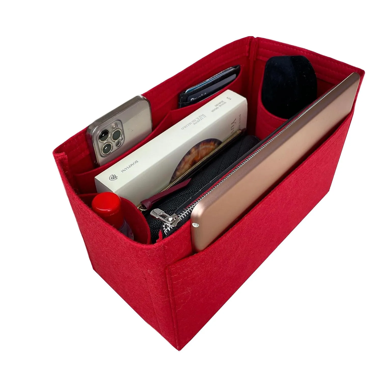 Premium Purse Organizer fits Graceful MM Organizer, Graceful PM Organizer, Graceful MM Purse Organizer, Handmade 2mm Premium Felt Snug Sturdy Gold Zipper (For Graceful PM, Red)